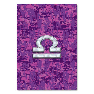 Libra Zodiac Sign auf Fuchsia Digital Camouflage Tischnummer