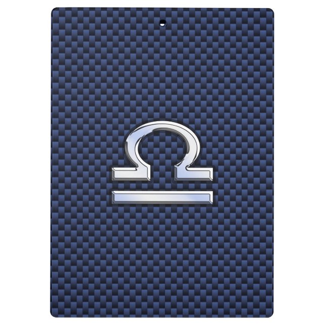 Libra Zodiac Sign auf Navy Blue Carbon Fibre Klemmbrett (Rückseite)