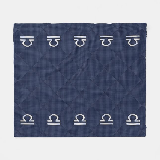 Libra Zodiac Sign auf Navy Carbon Fiber Style Fleecedecke (Vorderseite (Horizontal))