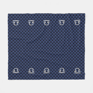 Libra Zodiac Sign auf Navy Carbon Fiber Style Fleecedecke