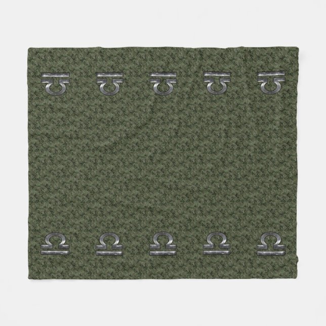 Libra Zodiac Sign auf olivengrüne digitale Camoufl Fleecedecke (Vorderseite (Horizontal))