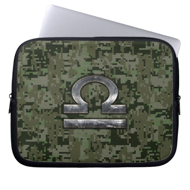 Libra Zodiac Sign auf olivengrüne digitale Camoufl Laptopschutzhülle (Vorderseite)
