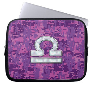Libra Zodiac Sign auf Pink Digital Camouflage Laptopschutzhülle