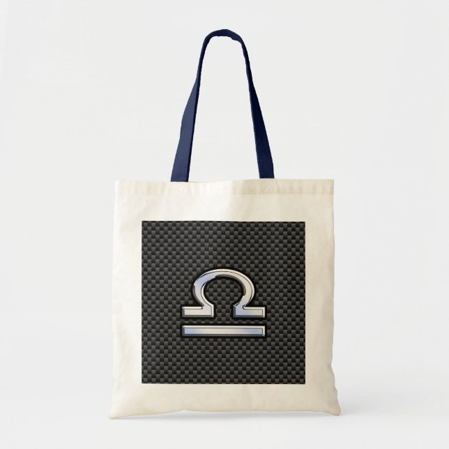 Libra Zodiac Sign auf schwarzen Karbon Fibre Print Tragetasche (Vorne)