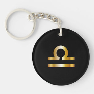 Libra Zodiac Sign, Black & Gold Schlüsselanhänge Schlüsselanhänger