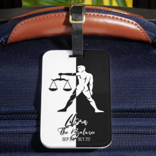 Libra Zodiac Sign Black & White Luggage Tag Gepäckanhänger