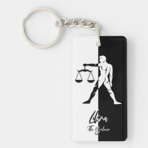 Libra Zodiac Sign, Black & White Schlüsselanhäng Schlüsselanhänger