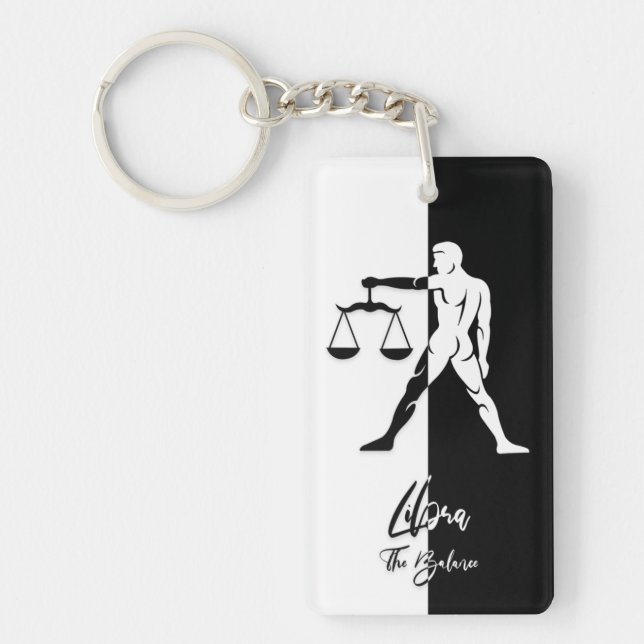 Libra Zodiac Sign, Black & White Schlüsselanhänger (Vorderseite)