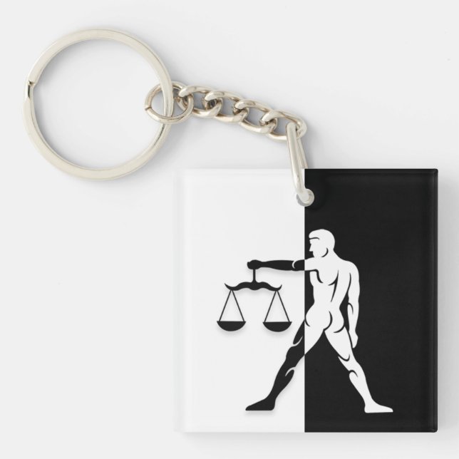 Libra Zodiac Sign, Black & White Schlüsselanhänger (Vorderseite)