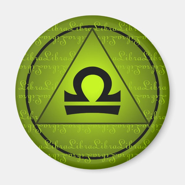 Libra Zodiac Sign Green Triangle Curly Script Magnet (Vorne)