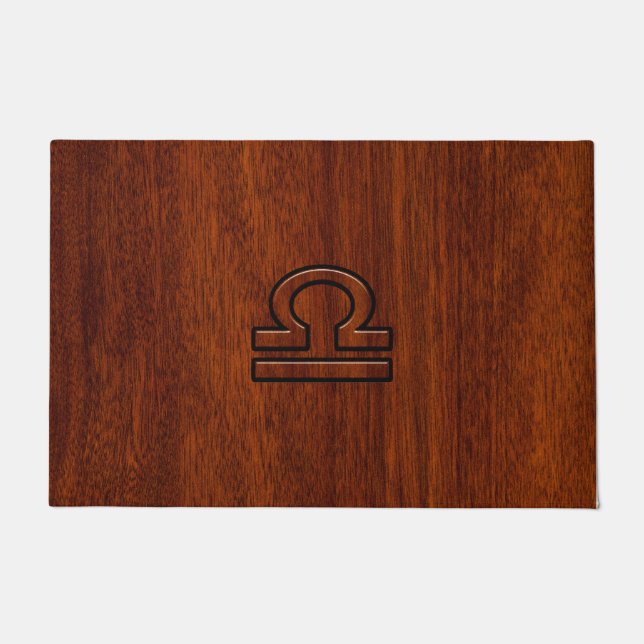 Libra Zodiac Sign on Mahogany Brown Style Print Fußmatte (Vorderseite)