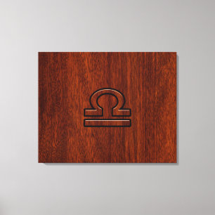 Libra Zodiac Sign on Mahogany Style Print Leinwanddruck