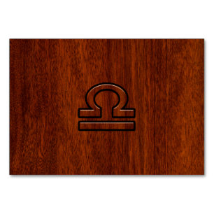 Libra Zodiac Sign on Mahogany Style Print Tischnummer
