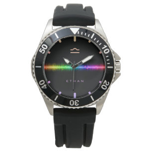 Libra Zodiac Sign Rainbow Prilag Name Armbanduhr