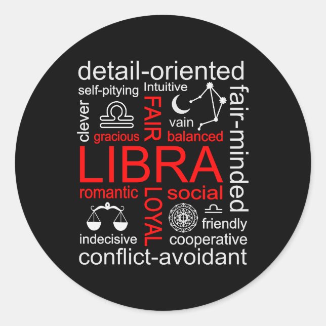 Libra Zodiac Sign Runder Aufkleber (Vorderseite)