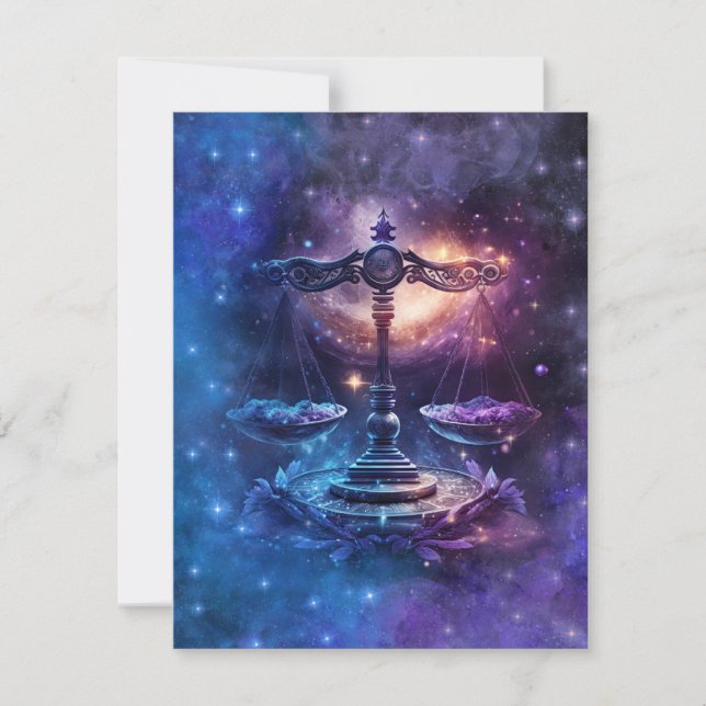 Libra Zodiac Sign Watercolor Design Mitteilungskarte (Vorderseite)