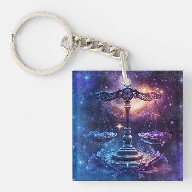 Libra Zodiac Sign Watercolor Design Schlüsselanhänger (Vorderseite)