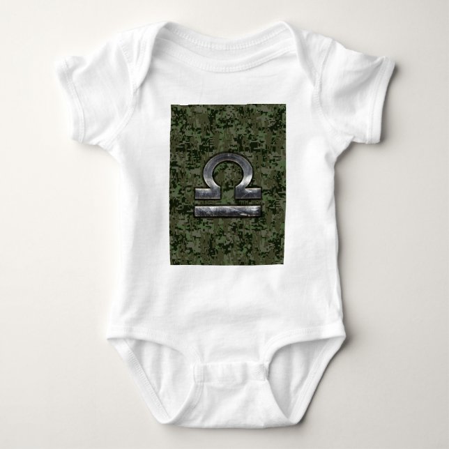 Libra Zodiac Sign Woodland Digital Camouflage Baby Strampler (Vorderseite)