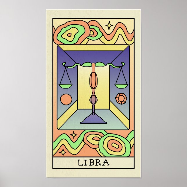 Libra Zodiac Signa Abstrakt Art Vintage Poster (Vorne)