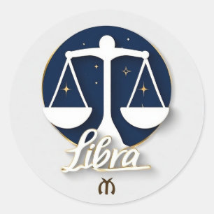 Libra Zodiac Signikon mit Balanced Scales Runder Aufkleber