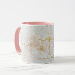 Libra Zodiac Star Sign Celestial Monogram Glitzer Tasse