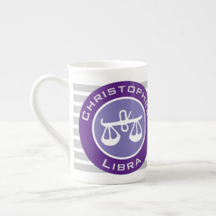 Libra Zodiac Star Sign mit dem Namen des Eigentüme Prozellantasse