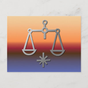 Libra Zodiac Star Sign Orange Sunrise Sunset Postkarte