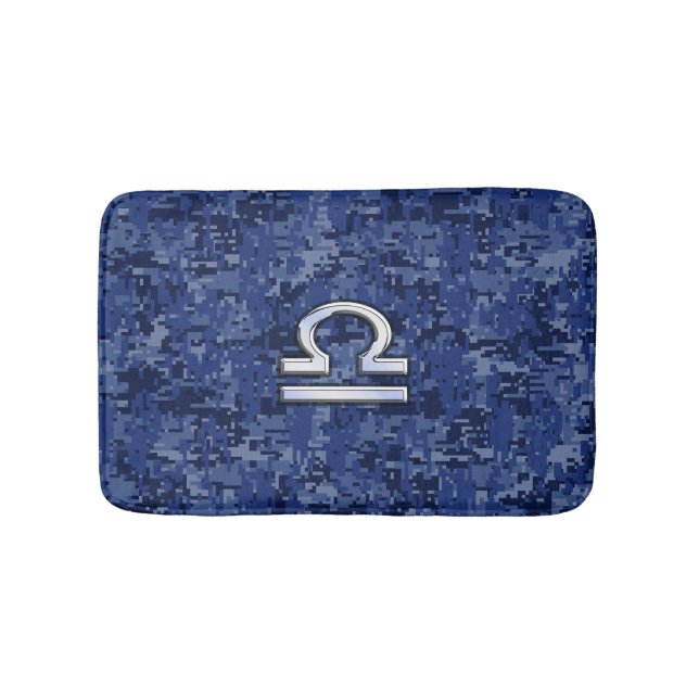 Libra Zodiac-Symbol auf Blue Digital-Camouflage Badematte (Vorderseite)