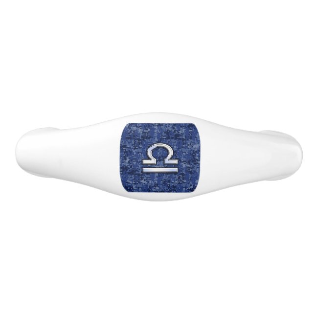 Libra Zodiac-Symbol auf Blue Digital-Camouflage Keramik Schubladengriff (Vorderseite)