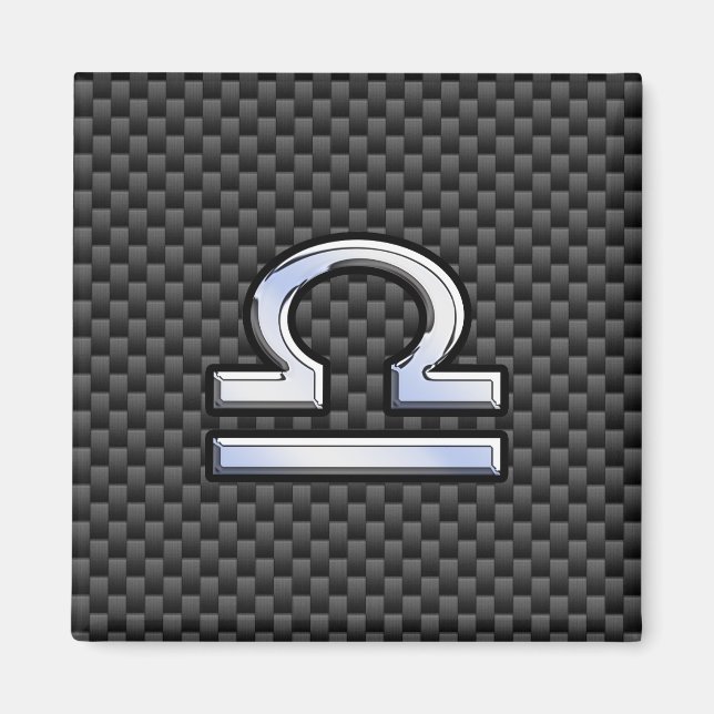 Libra Zodiac Symbol auf Carbon Fibre Decor Magnet (Vorne)