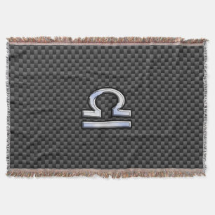 Libra Zodiac Symbol auf Carbon Fibre Print Decke