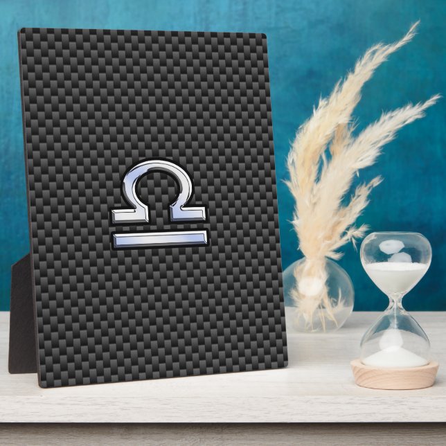 Libra Zodiac Symbol auf Carbon Fibre Print Fotoplatte (Seite)