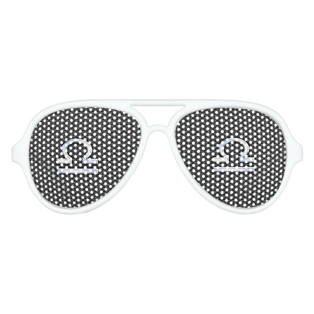 Libra Zodiac Symbol auf Carbon Fibre Print Partybrille (Vorderseite)