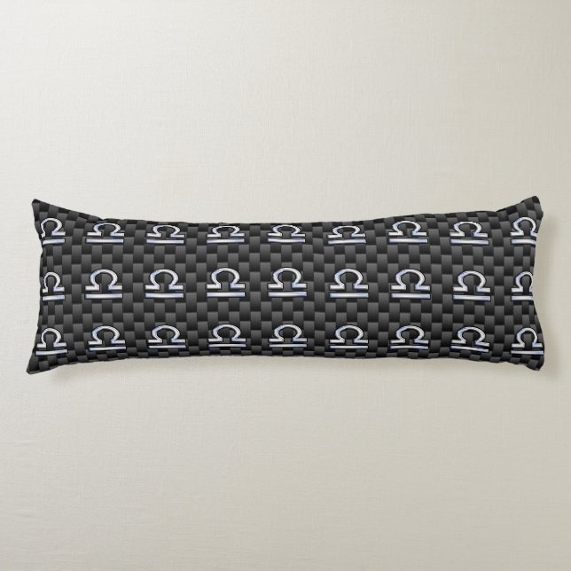 Libra Zodiac Symbol auf Carbon Fibre Print Seitenschläferkissen (Vorderseite)