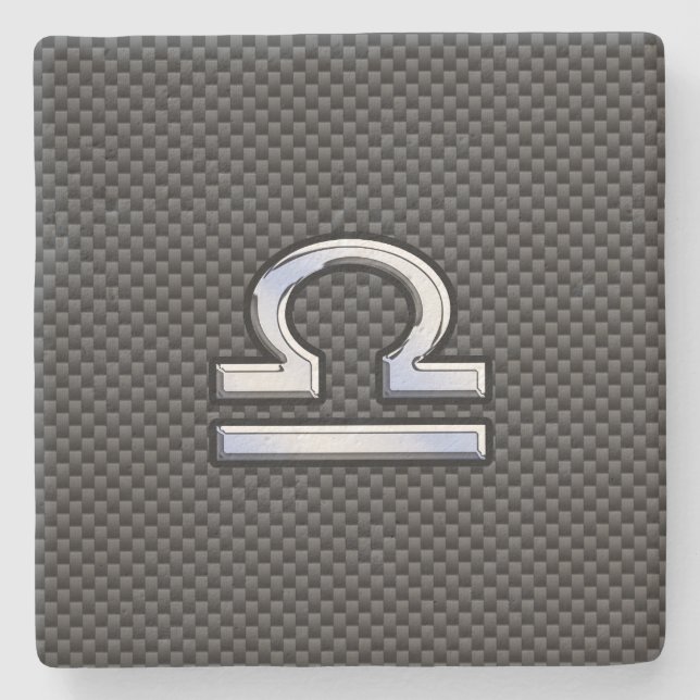 Libra Zodiac Symbol auf Carbon Fibre Print Steinuntersetzer (Vorderseite)