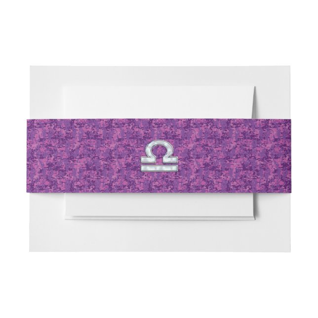 Libra Zodiac-Symbol auf der Fuchsia Digitalen Camo Einladungsbanderole (Vorderseite Beispiel)