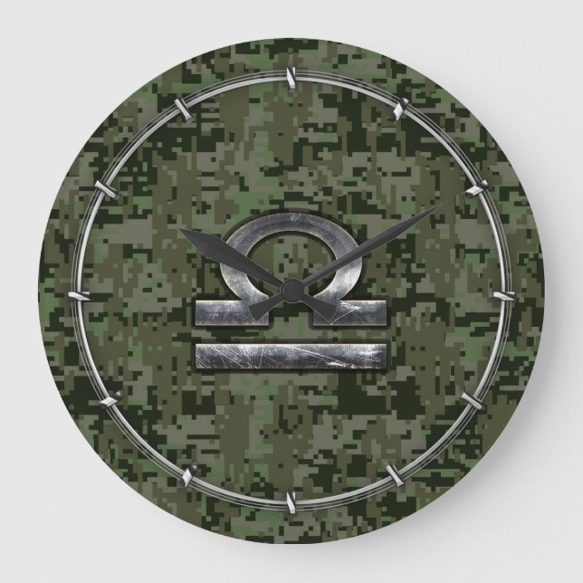 Libra Zodiac-Symbol auf der olivengrünen digitalen Große Wanduhr (Vorderseite)