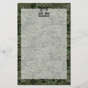 Libra Zodiac-Symbol auf grüner digitaler Camouflag Briefpapier