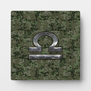 Libra Zodiac-Symbol auf grüner digitaler Camouflag Fotoplatte