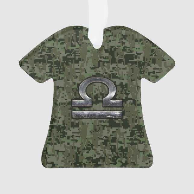 Libra Zodiac-Symbol auf grüner digitaler Camouflag Ornament (Vorderseite)