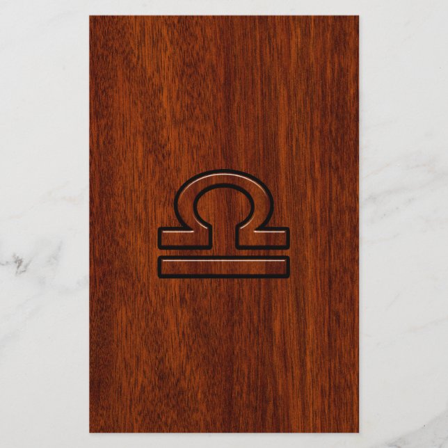 Libra Zodiac Symbol auf Mahagoni Druck Briefpapier (Vorderseite)
