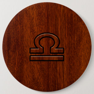 Libra Zodiac Symbol auf Mahagoni Druck Button