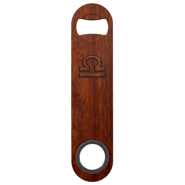 Libra Zodiac Symbol auf Mahagoni Druck Speed Flaschenöffner (Vorderseite)