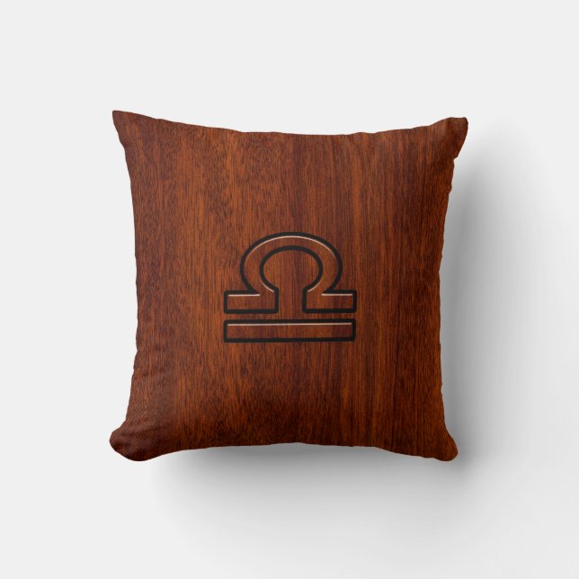 Libra Zodiac Symbol auf Mahogany Kissen (Vorderseite)