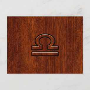 Libra Zodiac Symbol auf Mahogany Postkarte