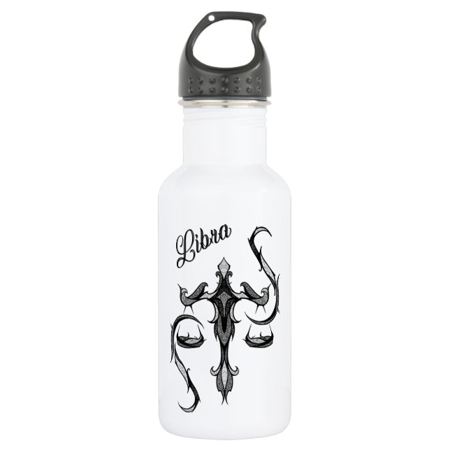 Libra Zodiac-Symbol Edelstahlflasche (Vorderseite)