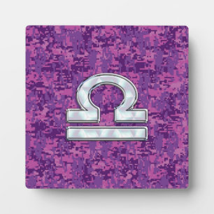 Libra Zodiac Symbol Fuchsia Pink Digitale Camoufla Fotoplatte