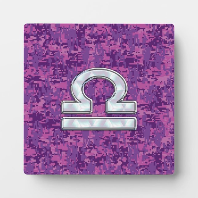 Libra Zodiac Symbol Fuchsia Pink Digitale Camoufla Fotoplatte (Vorderseite)