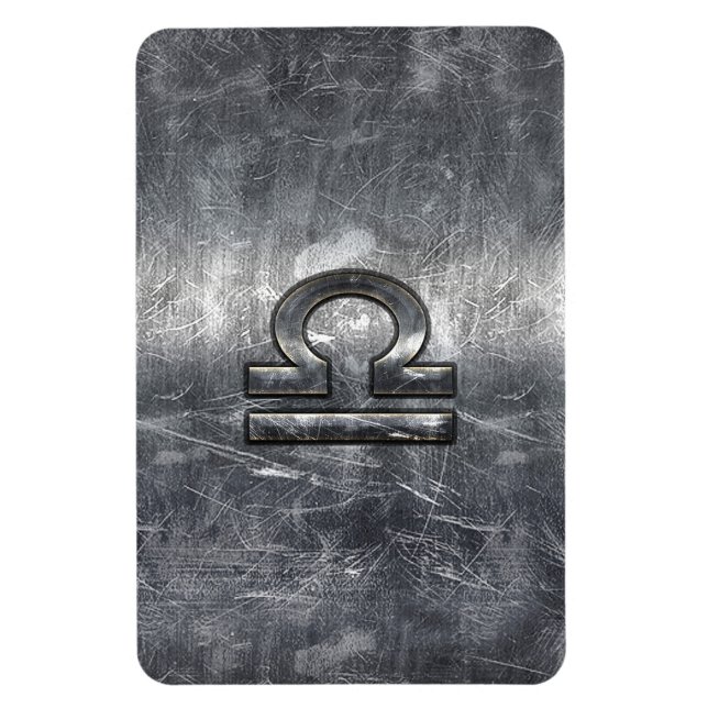 Libra Zodiac-Symbol im Stil eines silbernen Grunge Magnet (Vertikal)