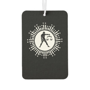 Libra Zodiac-Symbol mit Sternen Schwarz-Weiß Autolufterfrischer